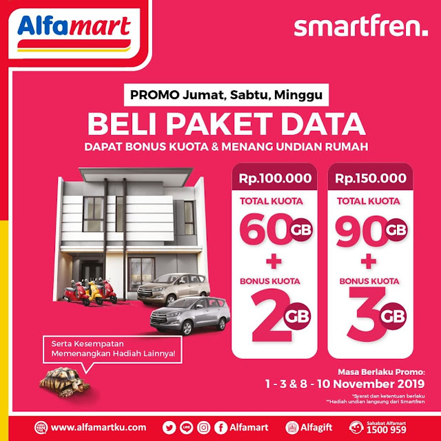 #Alfamart - #Promo Isi Smartfren Bonus Kuota & Hadiah Rumah Weekend (s.d 10 Nov 2019)