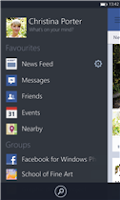 Screenshots of Facebook beta app