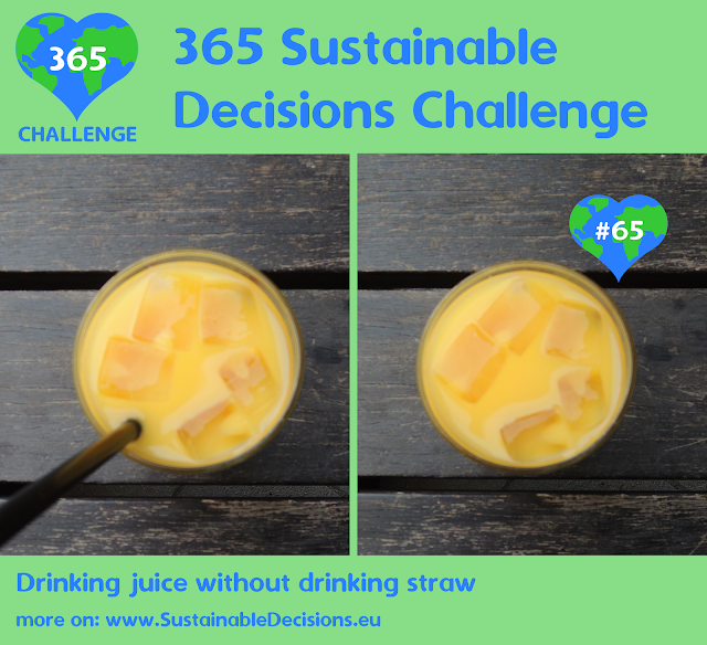 On the left a picture of a glass with orange juice and a drinking straw; on the right a picture of a glass with orange juice without a drinking straw