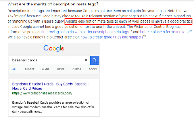 Google on Meta Description Tags