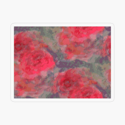 Romantic loose watercolour red roses arranged in a pattern onto a sticker