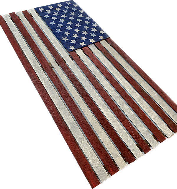 American flag from slats of wood