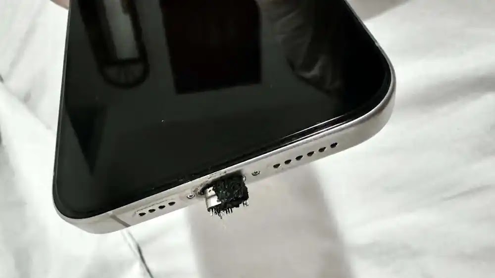 iPhone 15 Pro Max Damage: Cheap Charger Meltdown Burns User and Device