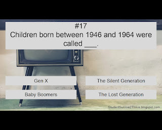 Children born between 1946 and 1964 were called ___. Answer choices include: Gen X, The Silent Generation, Baby Boomers, The Lost Generation