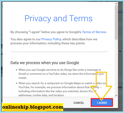 Privacy and Terms to Create a Google Account