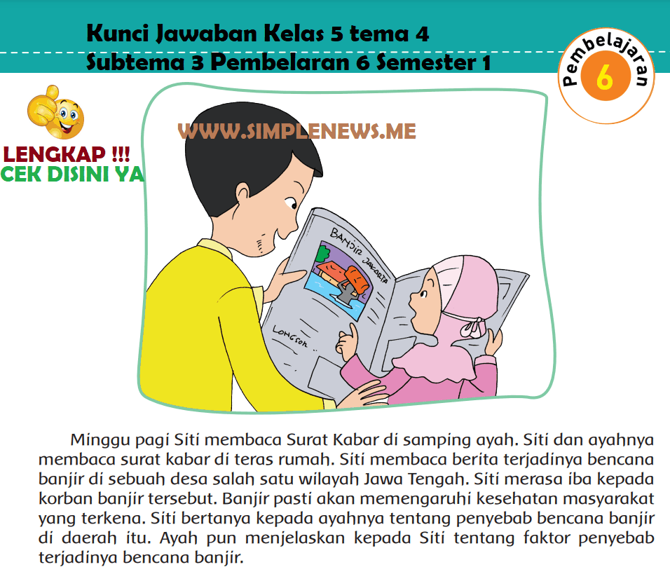 Kunci Jawaban Kelas 5 tema 4 Subtema 3 Pembelaran 6 www.simplenews.me