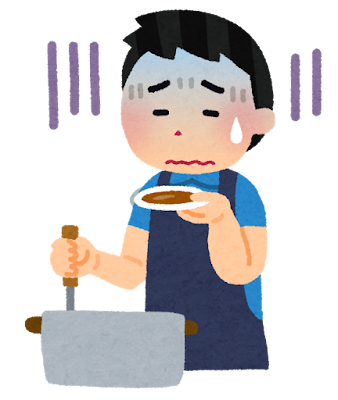 料理を失敗した人のイラスト（男性）