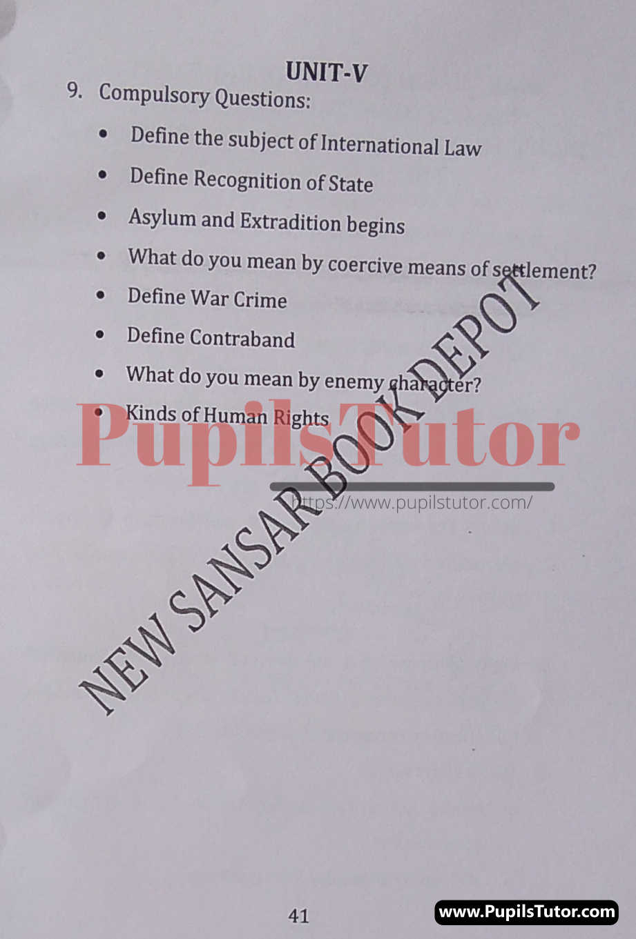 M.D. University LL.B. Public International Law Second Semester Important Question Answer And Solution - www.pupilstutor.com (Paper Page Number 2)