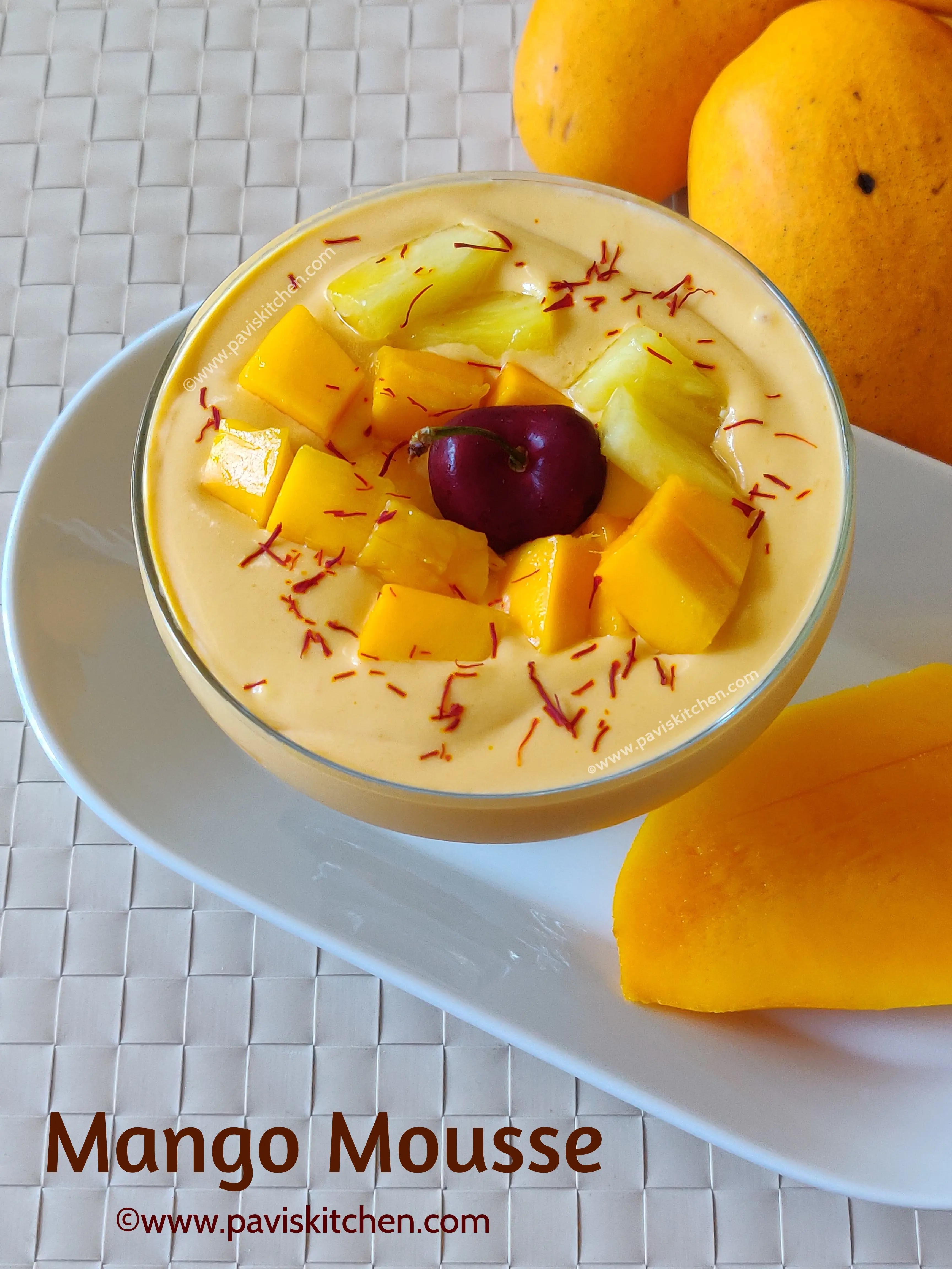 Mango mousse recipe - Indian style | Eggless mango mousse with mango pulp | 3 ingredient mango mousse dessert