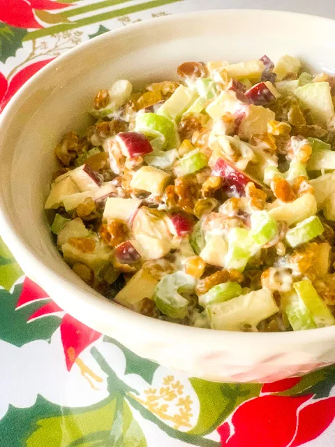 The Waldorf Salad recipe is straightforward and delicious and can be made with ingredients from your pantry.  It is ready in 15 minutes and easy for family gatherings or potlucks.