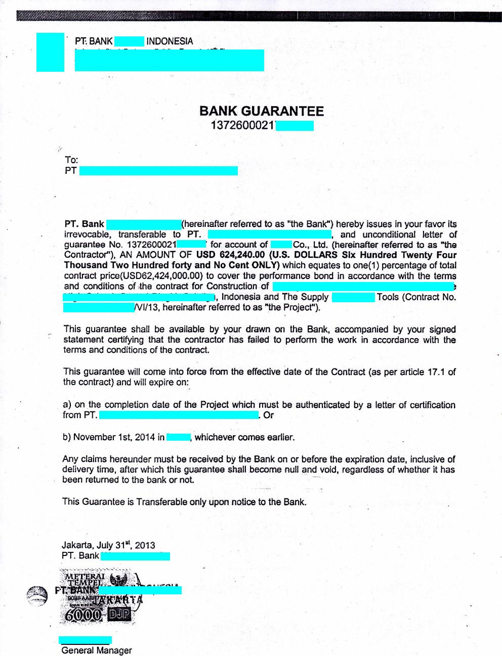 Bank Garansi Pelaksanaan (Performance Bond) yang (coba 
