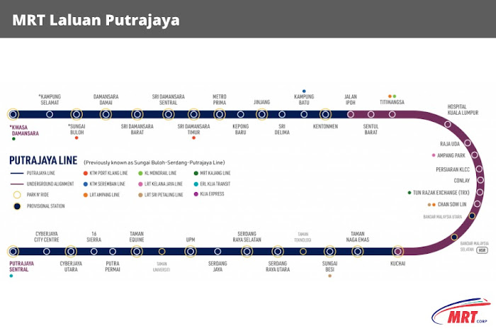 Peta transit MRT Laluan Putrajaya