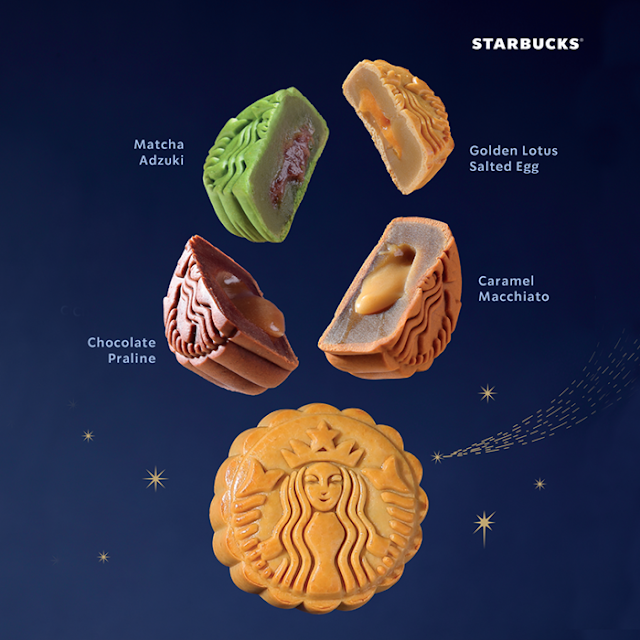 Starbucks Mid-Autumn Mooncake 2023 Set, Starbucks Crochet Bag, Starbucks Mooncake, Caramel Macchiato, Matcha Azuki, Chocolate Praline, Golden Lotus Salted Egg, Food