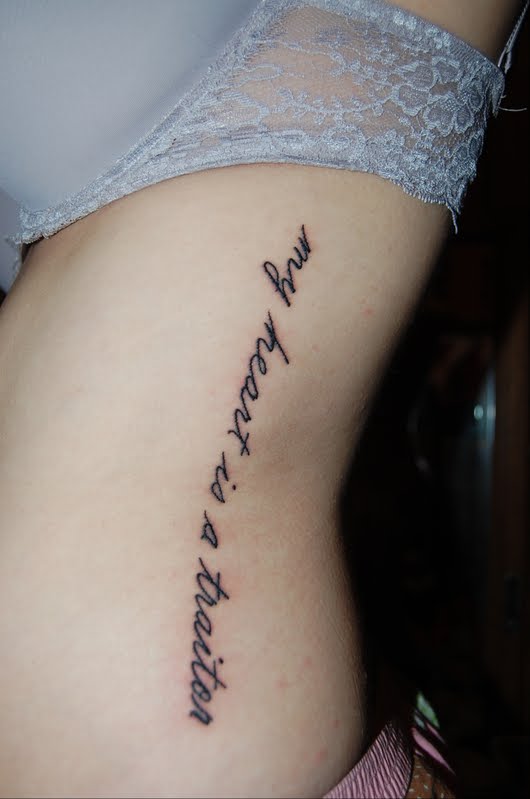 tattoo quotes on ribs for girls. tattoo text rib sexy girls,