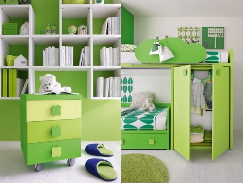 Green White Kids Bedroom Furniture, Smooth but not Aggresive ...