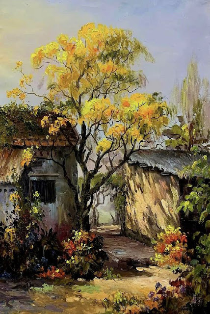 tranh sơn dầu thôn quê