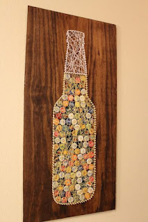 quadro con bottiglia birra in string art