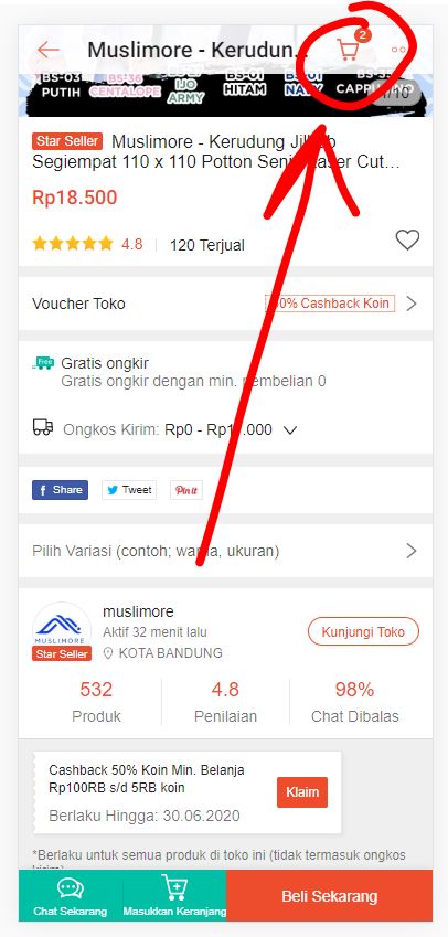 Cek keranjang Shopee