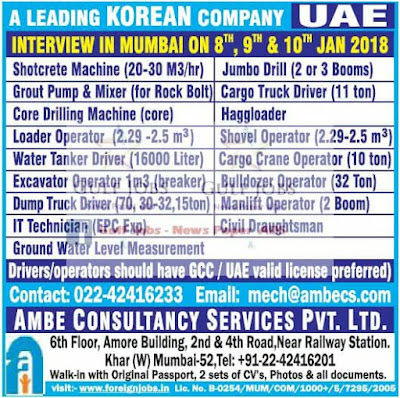 Leading Korean company Large Job vacancies for UAE