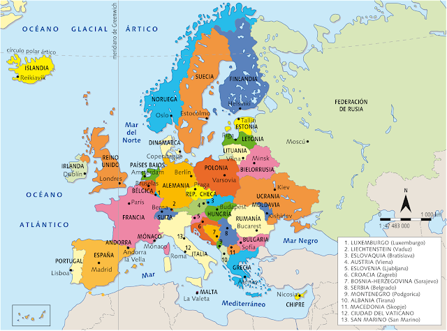 Resultado de imagen de mapA EUROPA politico capitales