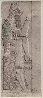 figura de Apkallu do templo de Ninurta em Nimrud.