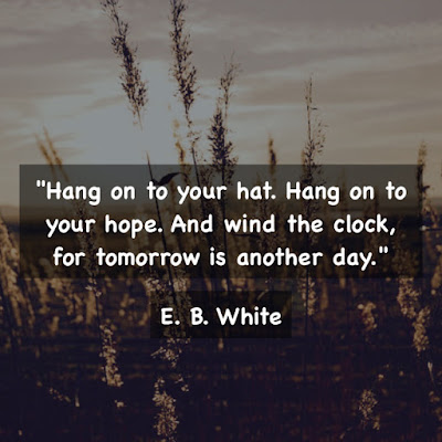 Hang on to your hat. Hang on to your hope. And wind the clock, for tomorrow is another day. - E. B. White