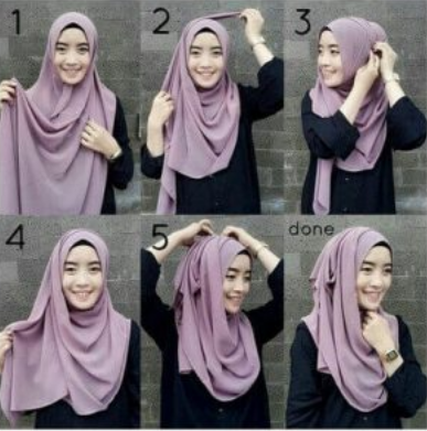 Cara Memakai Pashmina Simple Tanpa Ciput ~ Tutorial Hijab