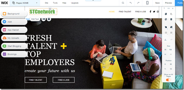 Wix Website Builder Interface