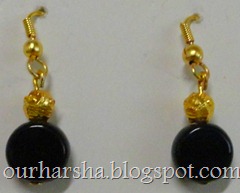 black  round glass beaded earrings (3)