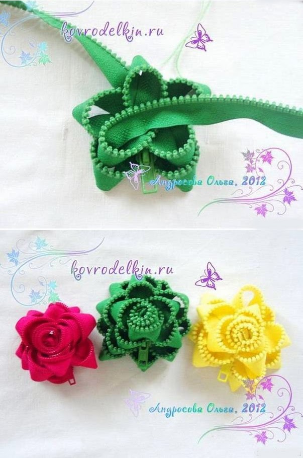 Popular DIY Crafts Blog: How to Make Simple Zipper Flower 