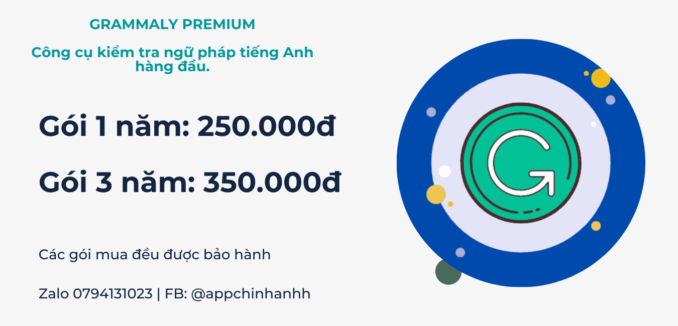 Mua tài khoản Grammarly Premium bản quyền giá rẻ