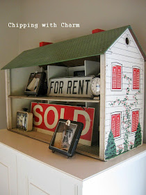 Chipping with Charm: Repurposed Dollhouse Shelf...http://www.chippingwithcharm.blogspot.com/