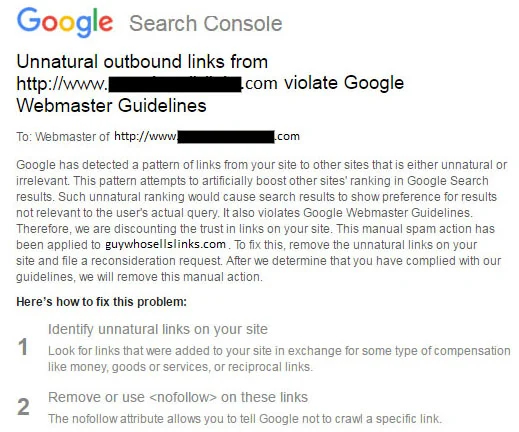 Google penalizes sites for unnatural outbound linking