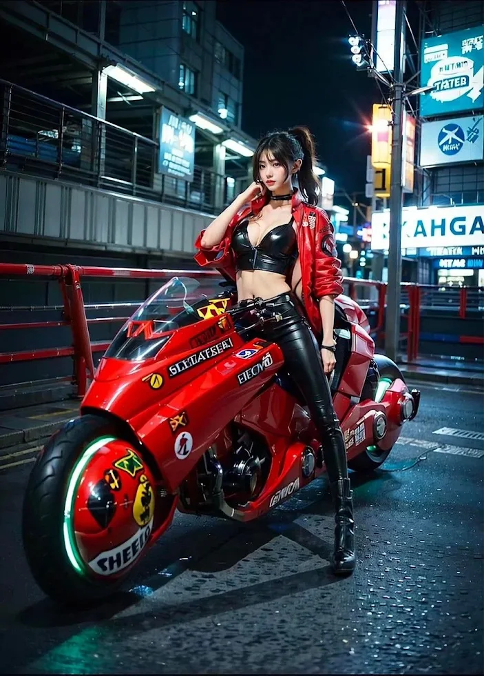 Mercenary Garage Custom Motorcycle Workshop Akira Kaneda Powerbike Girl Cyberpunk Manga Anime
