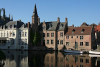 Houses on a canal in Brugge Belgium