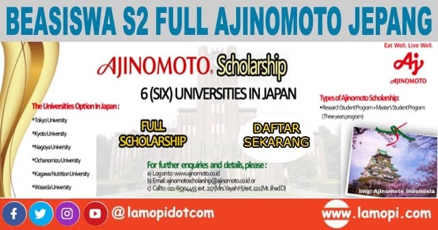 Beasiswa Full S2 Ajinomoto Scholarship 2021 Ke Jepang - Lamopi.com