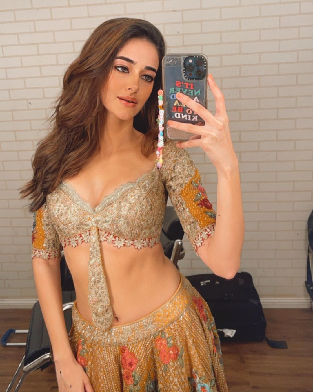 Ananya Panday cleavgae indian outfit