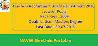 Teachers Recruitment Board Recruitment 2016 for 200+ Lecturers Apply Here