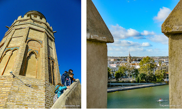 O Rio Guadalquivir e o bairro de Triana vistos do alto da Torre do Ouro, em Sevilha