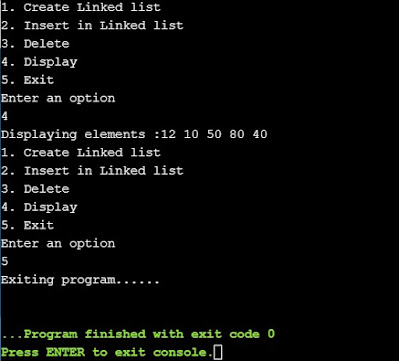 Displaying of Linked List