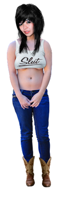 Girl with great underboob in slut shirt PNG clipart