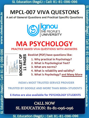 #IGNOU #reference #Material for #MPCL007 #mapsychology #MA #psychology #viva #practical #questions and #answers #practice for #internal #exams #sleducation #sltechnologies Call: 81-81-096-096