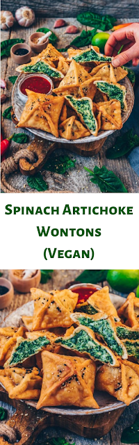 Spinach Artichoke Wontons (Vegan)