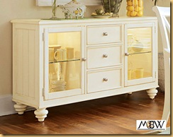 Antiqued White 3 Drawer Buffet Sideboard Server