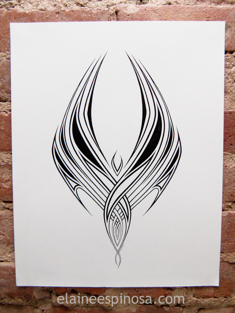 Pen and ink phoenix tribal by Elaine Espinosa Pen ink on bristol board