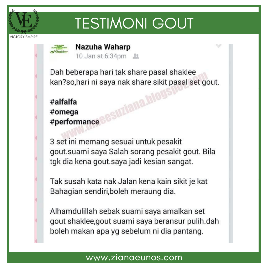 testimoni set gout shaklee