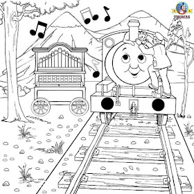 Thomas the train coloring pages Percy and the calliope musical instrument picture fun art activity