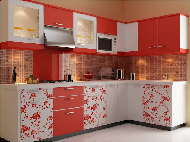 Contoh desain dapur warna pink