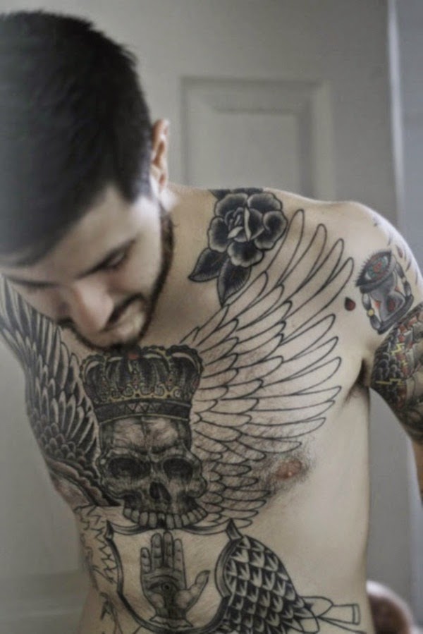 tattoo on the chest of  best man