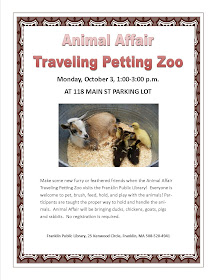 Petty Zoo to appear at Franklin LIbrary today